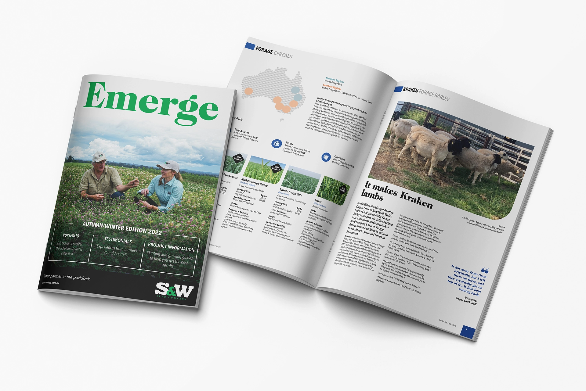 S&W Emerge Magazines one showing cover another showing interior content
