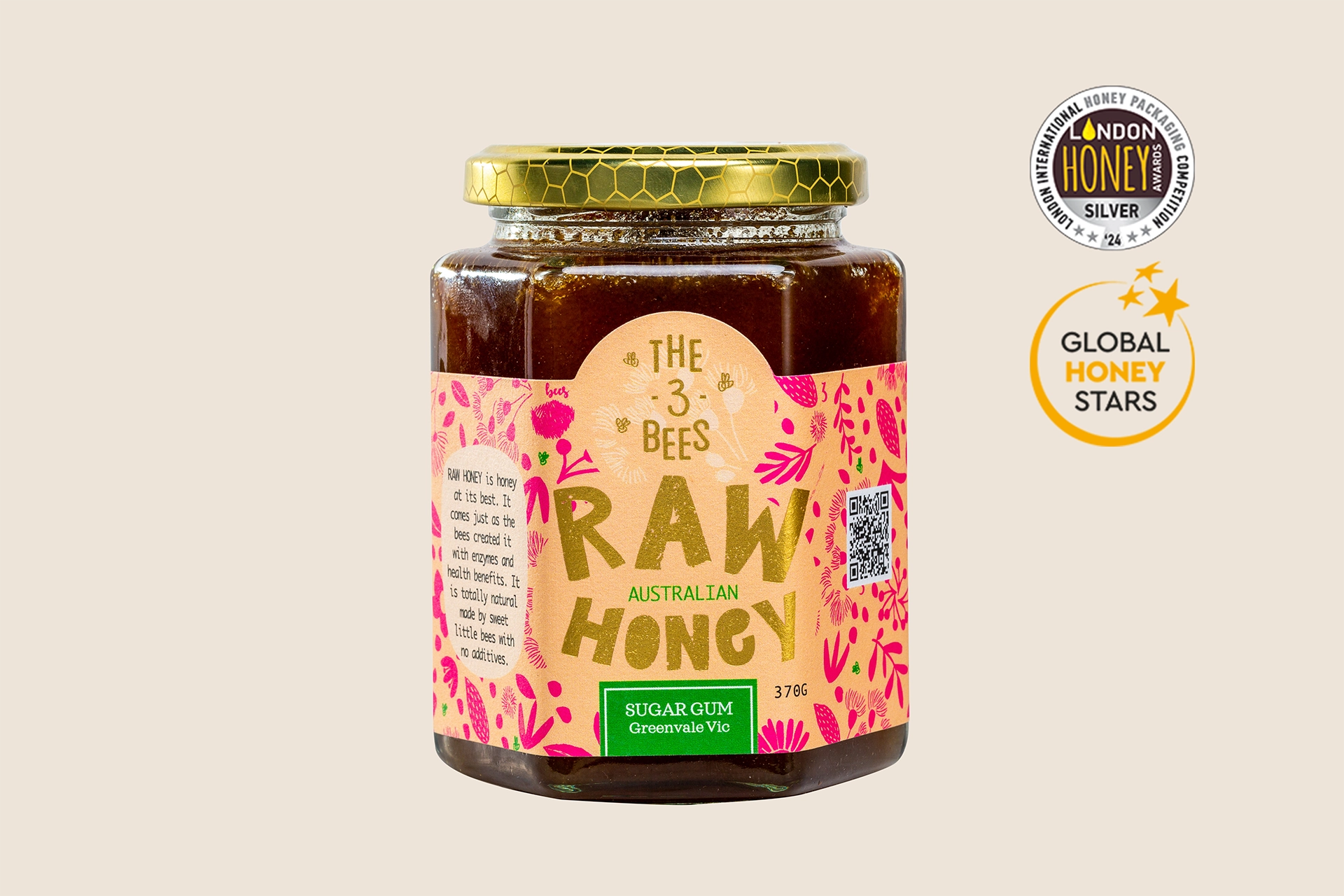 3 Bees Raw Honey Award Silver in the London Honey Awards